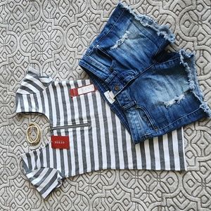 O'Neill demin shorts plus guess striped bodycon top xs lot